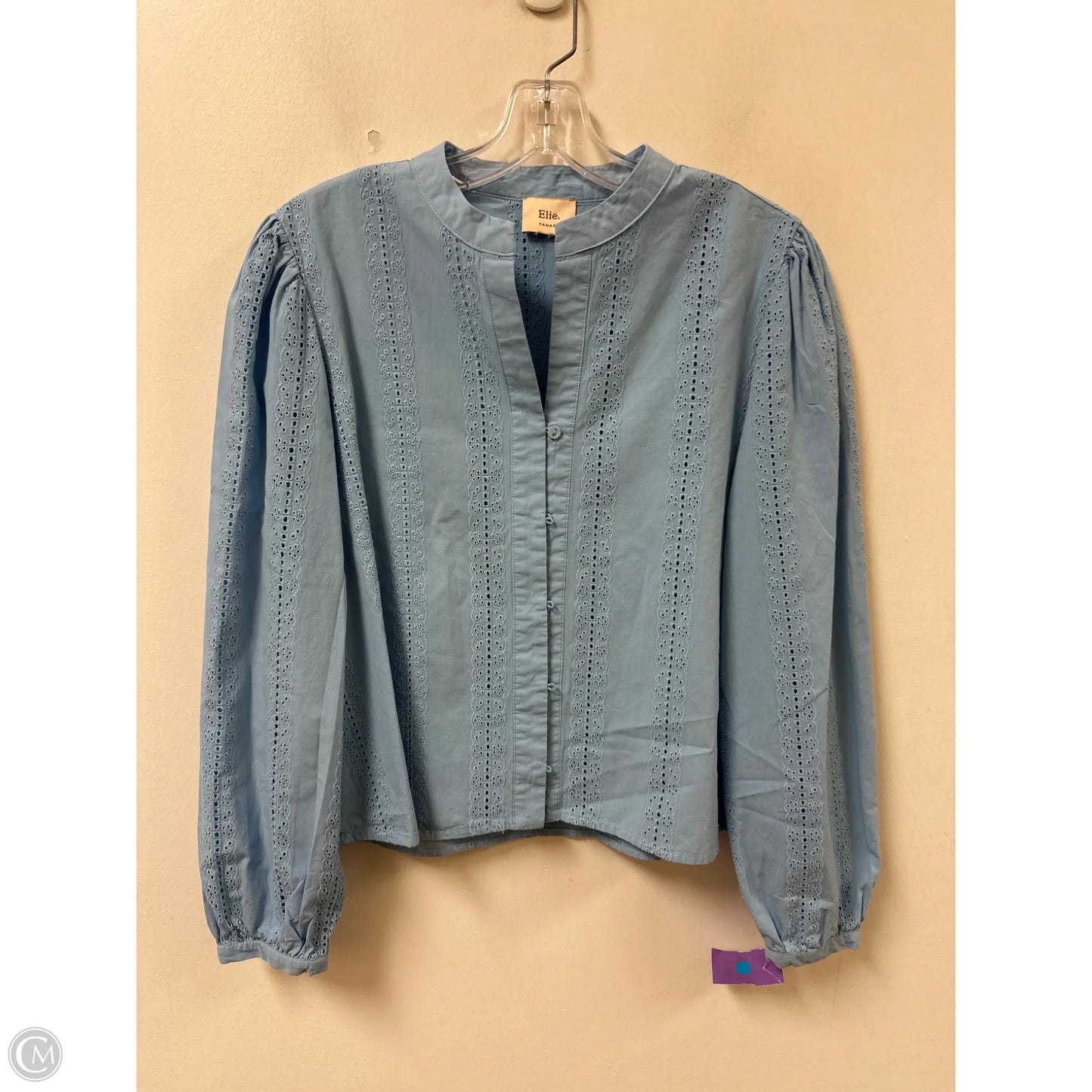 Blouse Long Sleeve By Elie Tahari In Blue, Size: S