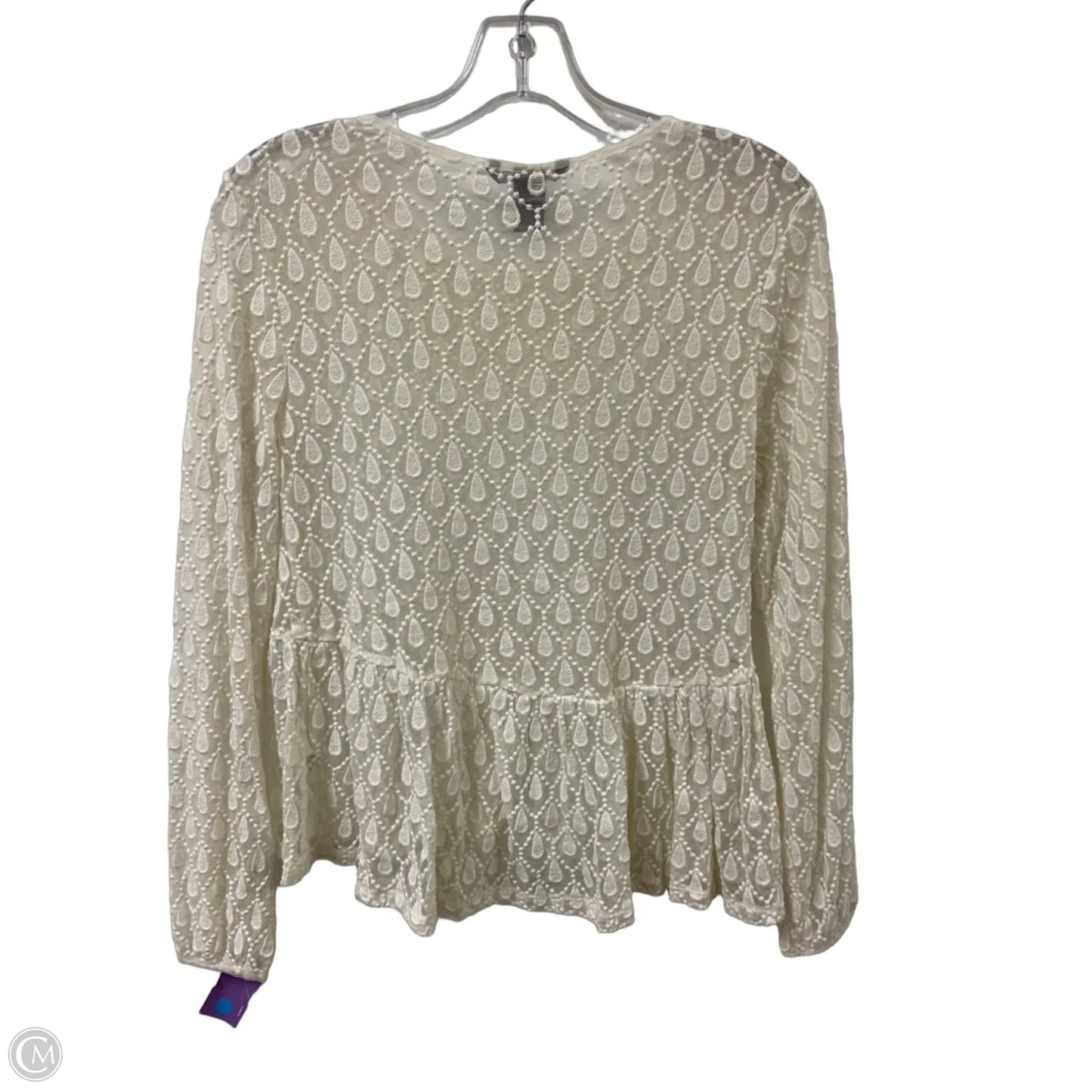 Top Long Sleeve By H&m In Cream, Size: S