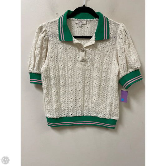 Top Short Sleeve By Clothes Mentor In Green & White, Size: S