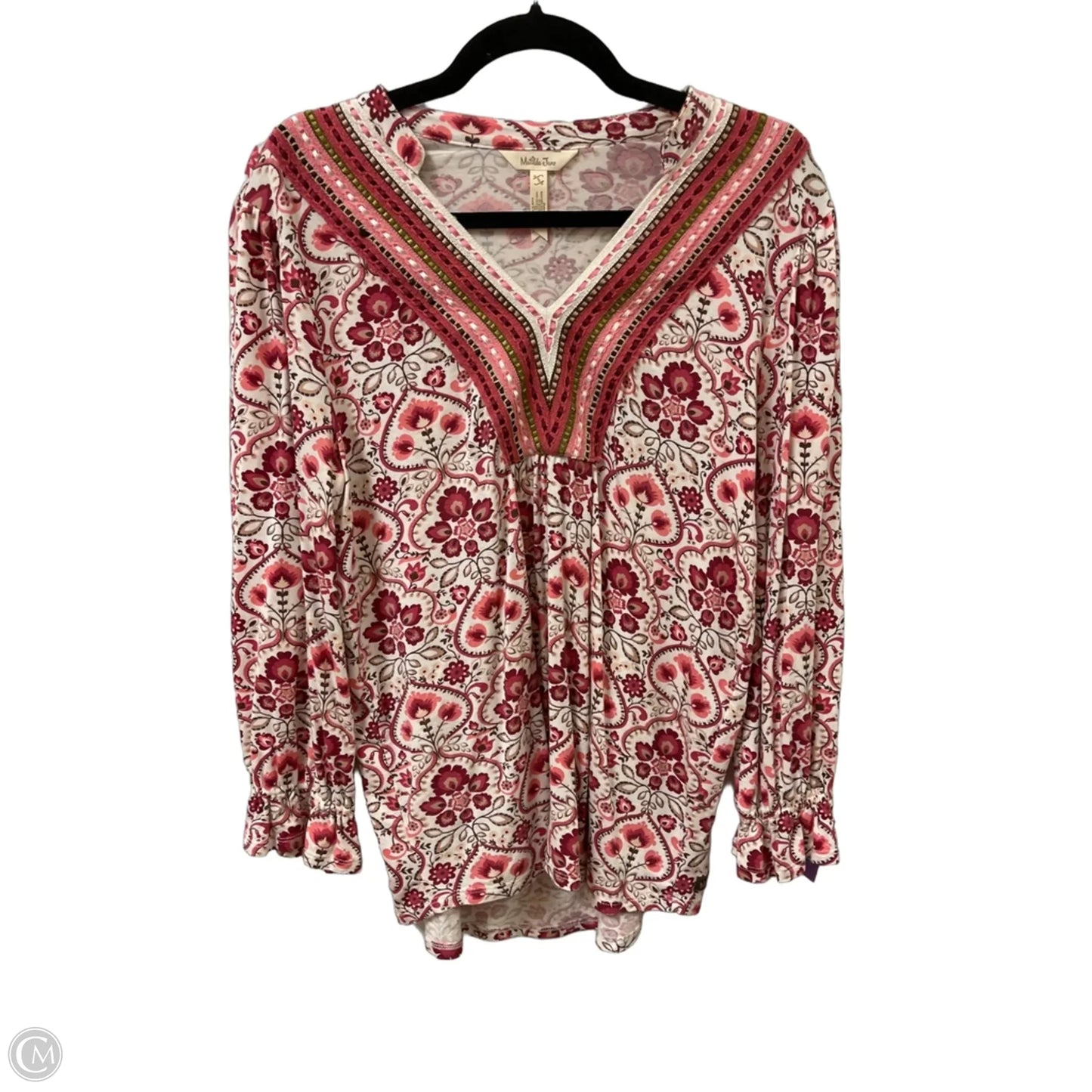 Top Long Sleeve By Matilda Jane In Pink & White, Size: S