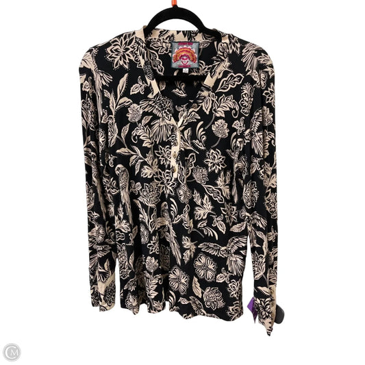 Top Long Sleeve Designer By Johnny Was In Black & Cream, Size: S