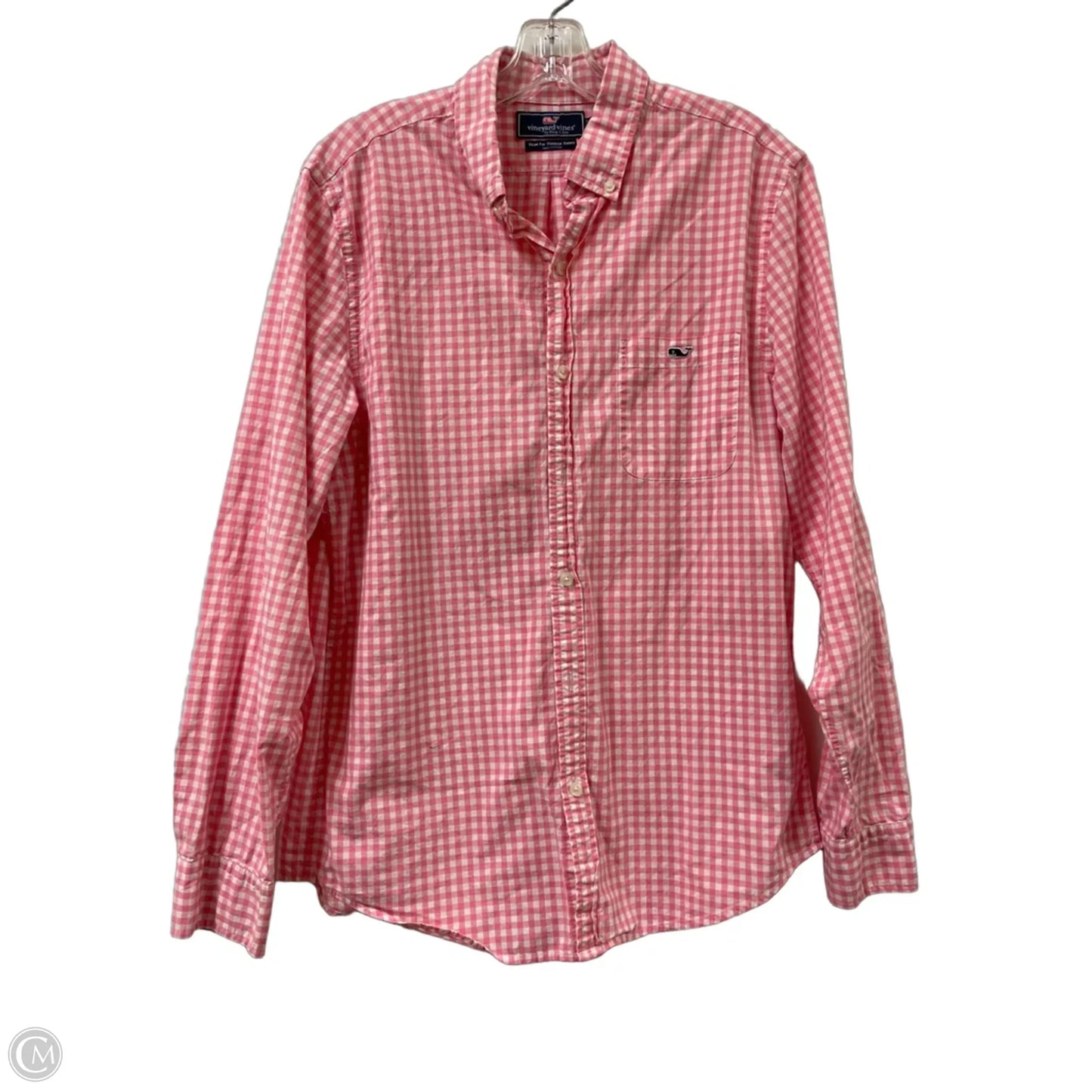 Blouse Long Sleeve By Vineyard Vines In Pink & White, Size: M
