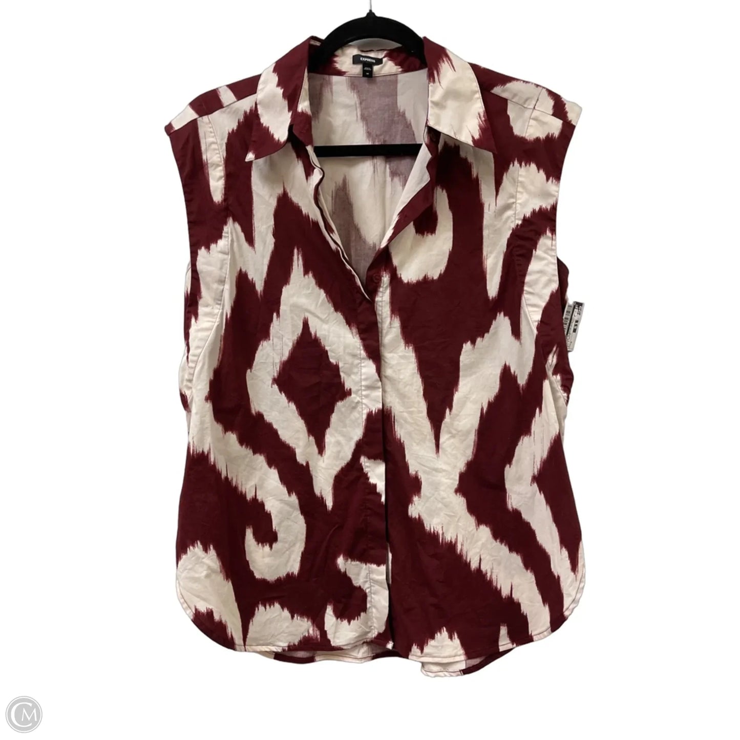 Blouse Sleeveless By Express In Red & White, Size: M