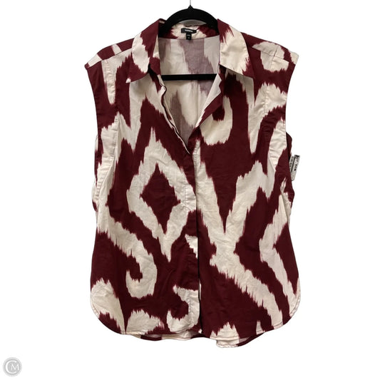 Blouse Sleeveless By Express In Red & White, Size: M