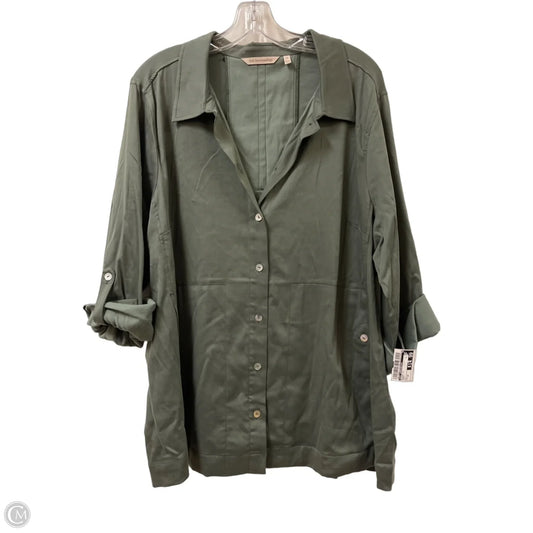 Blouse Long Sleeve By Soft Surroundings In Green, Size: 1x