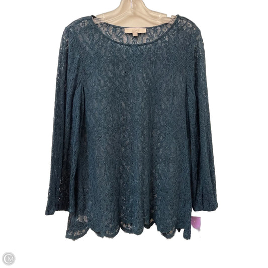 Top Long Sleeve By Loft In Teal, Size: M