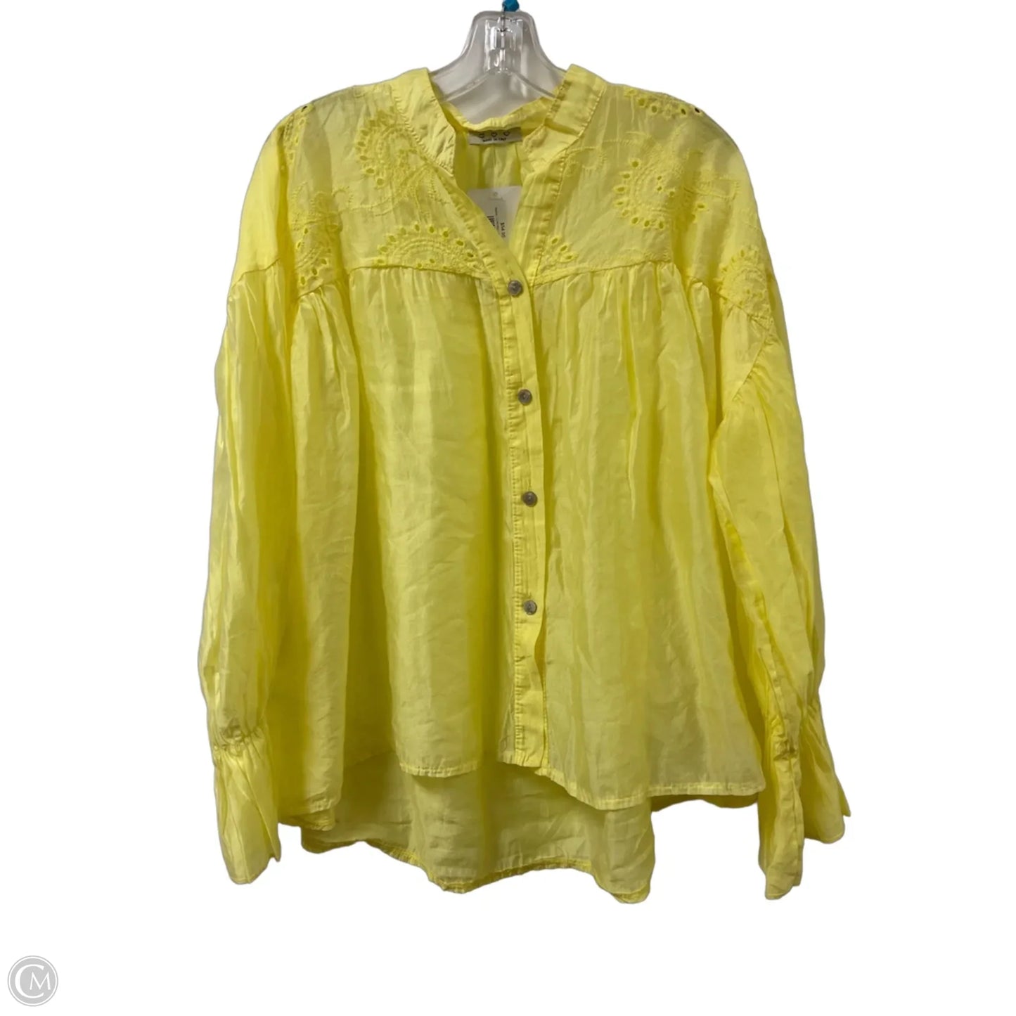 Blouse Long Sleeve By M Made In Italy In Yellow, Size: M