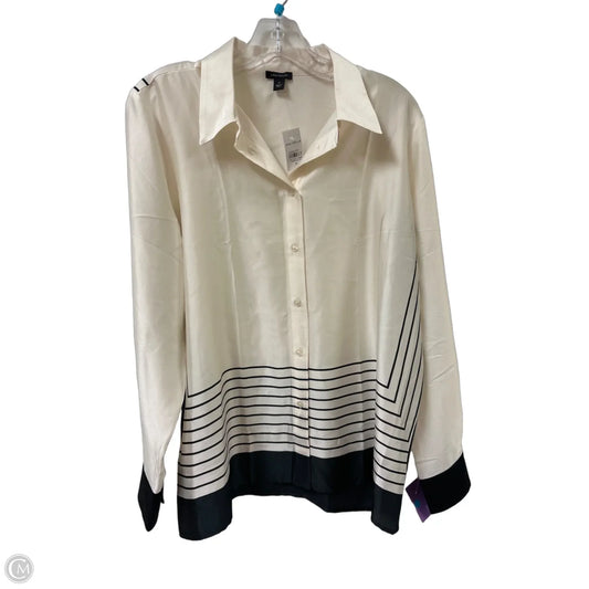 Blouse Long Sleeve By Ann Taylor In Black & Cream, Size: M