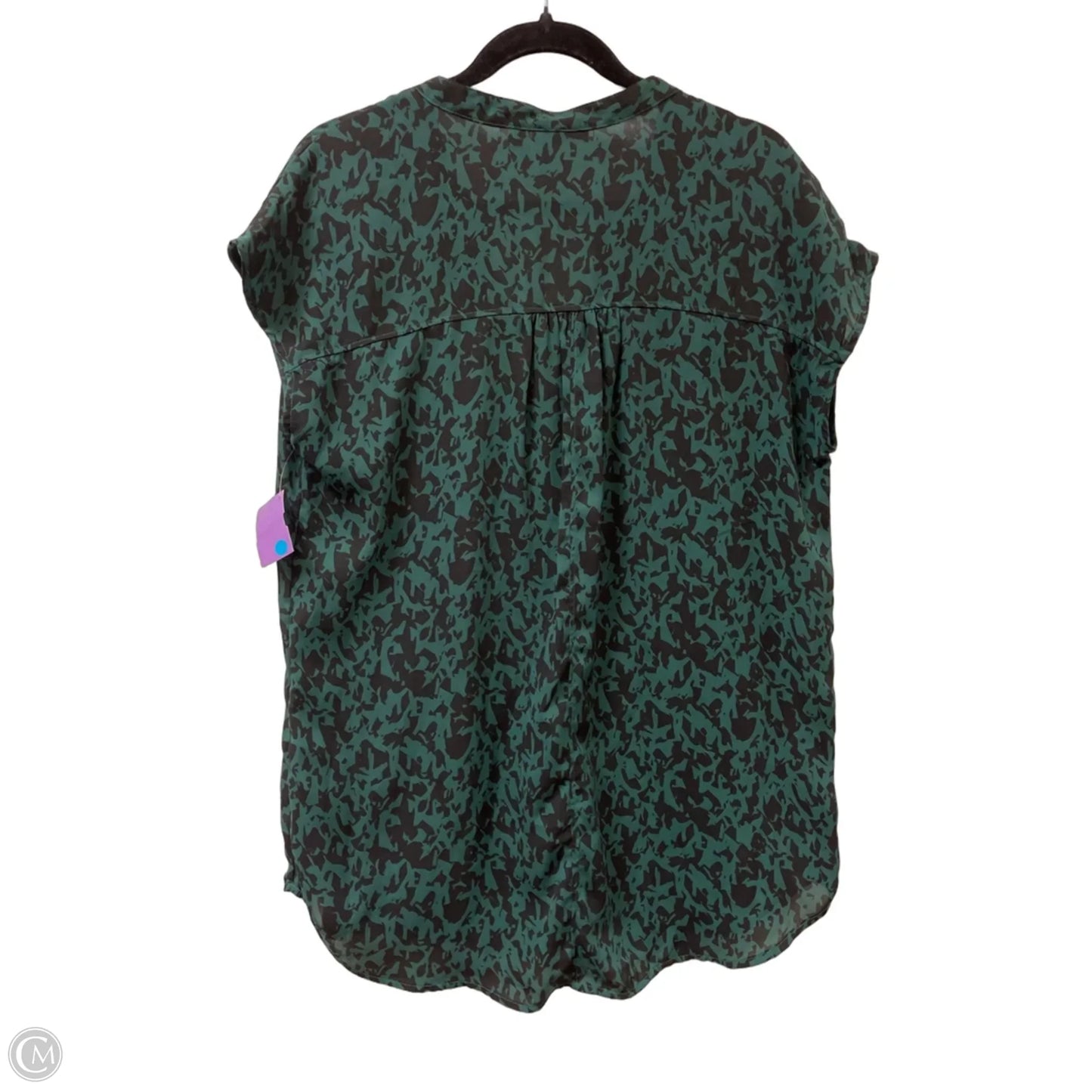 Top Short Sleeve By Halogen In Black & Green, Size: M