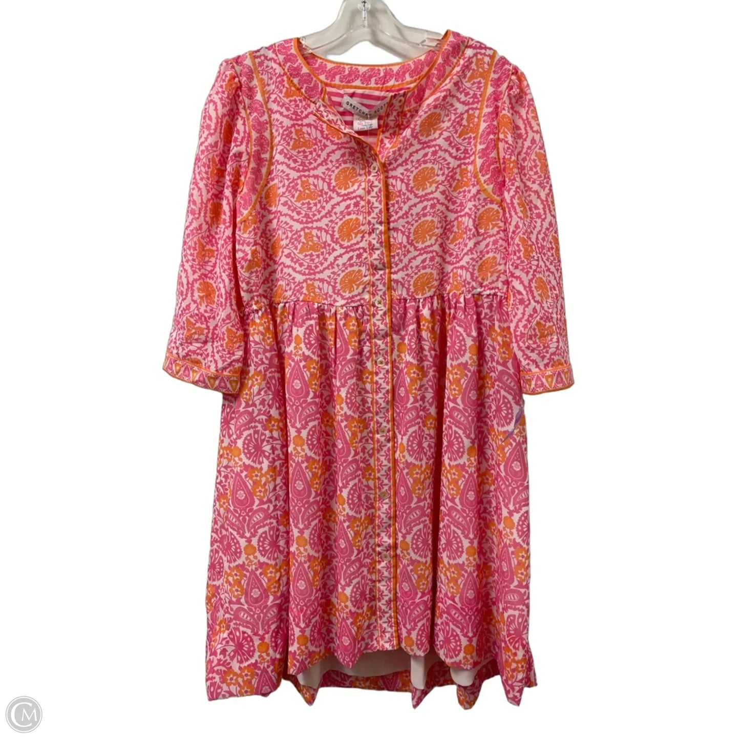 Dress Casual Midi By Gretchen Scott In Pink & White, Size: Xl