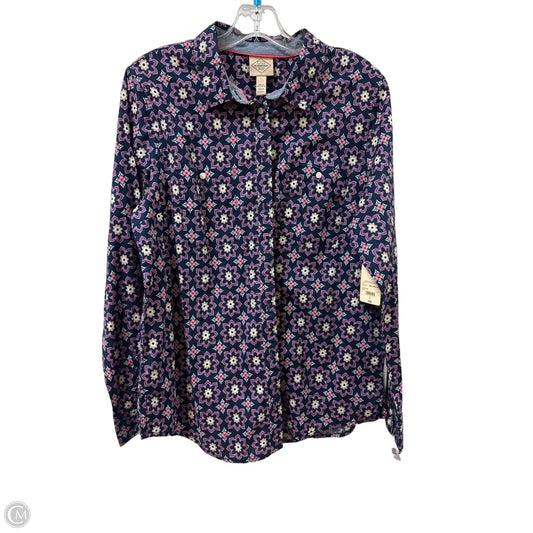 Blouse Long Sleeve By St Johns Bay In Blue & Pink, Size: L
