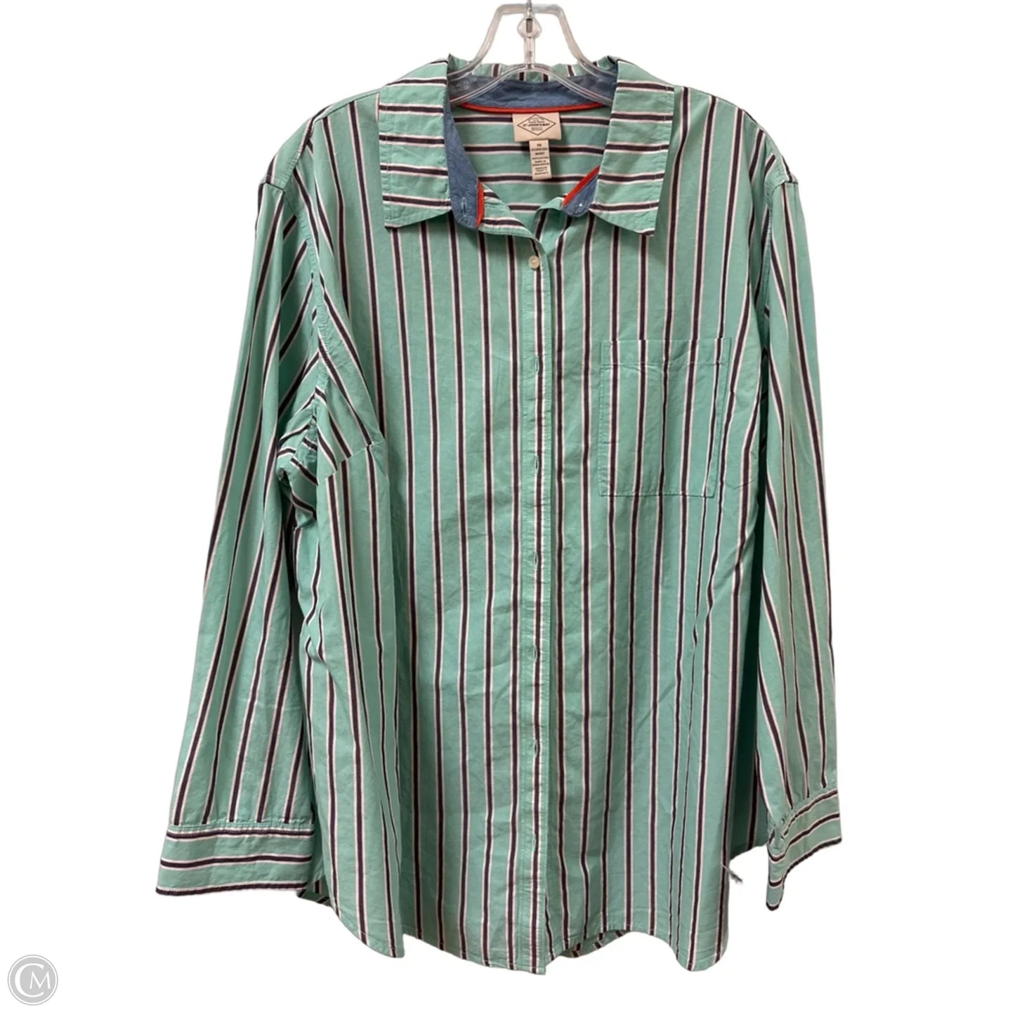 Blouse Long Sleeve By St Johns Bay In Striped Pattern, Size: 1x