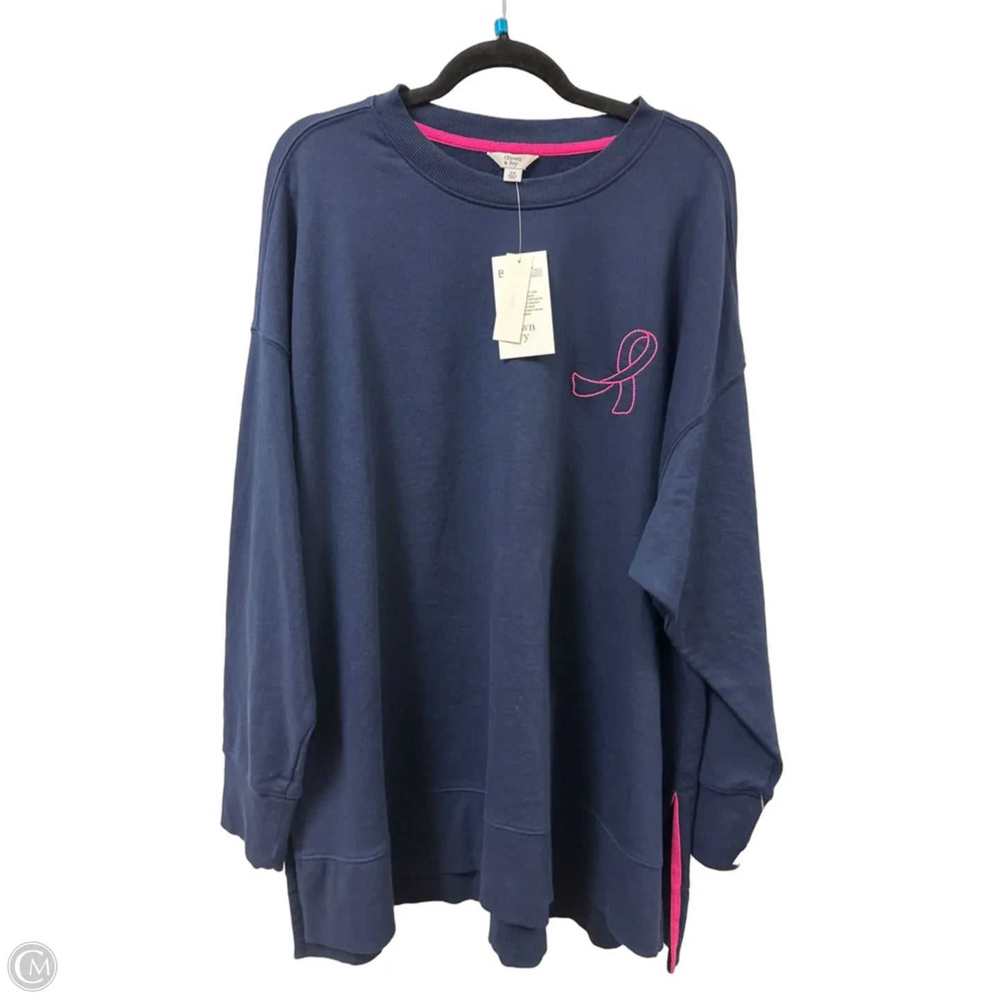 Sweatshirt Crewneck By Crown And Ivy In Navy, Size: 2x