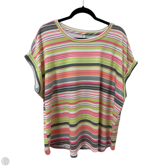 Top Short Sleeve By Cato In Green & Pink, Size: 1x