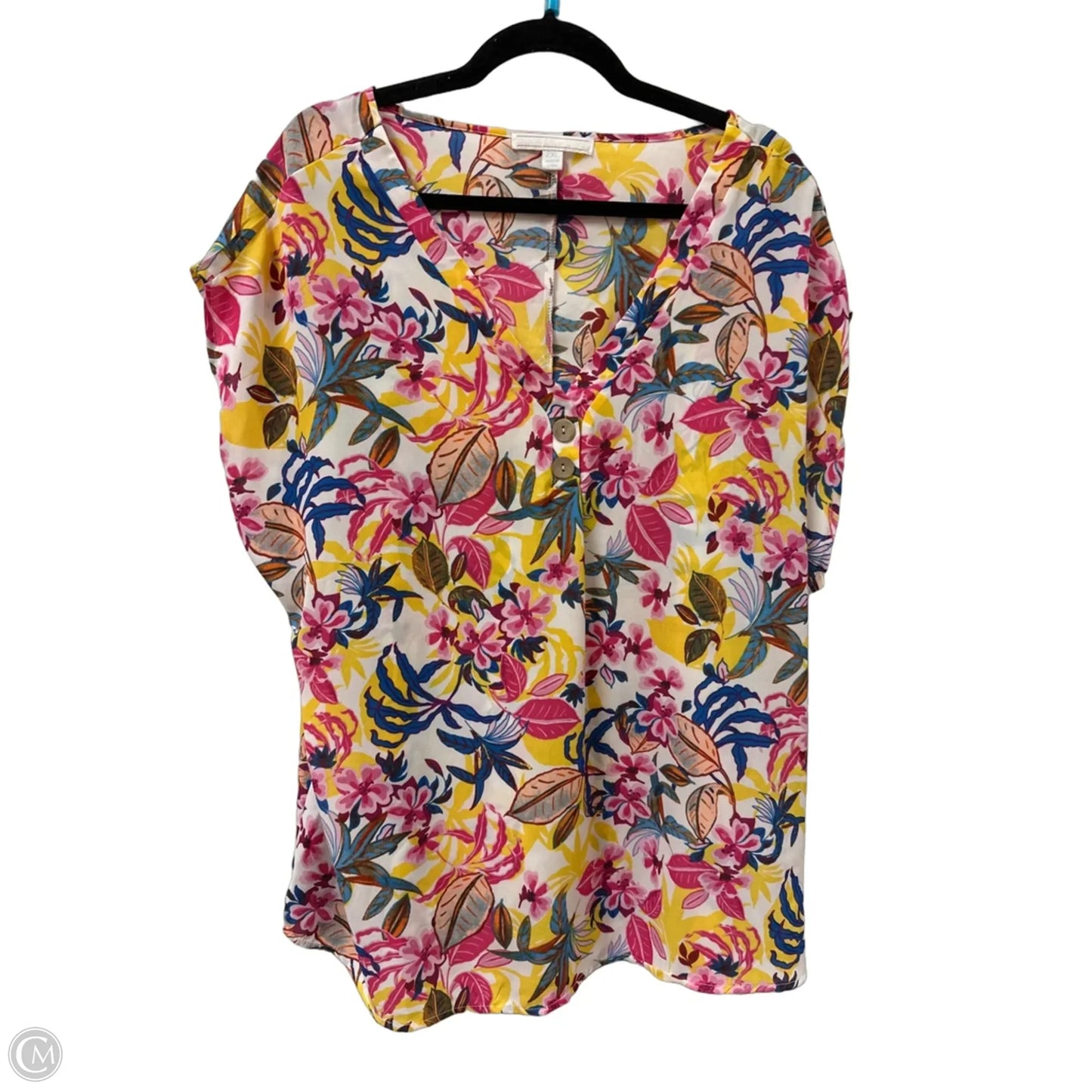 Top Short Sleeve By Clothes Mentor In Floral Print, Size: 2x