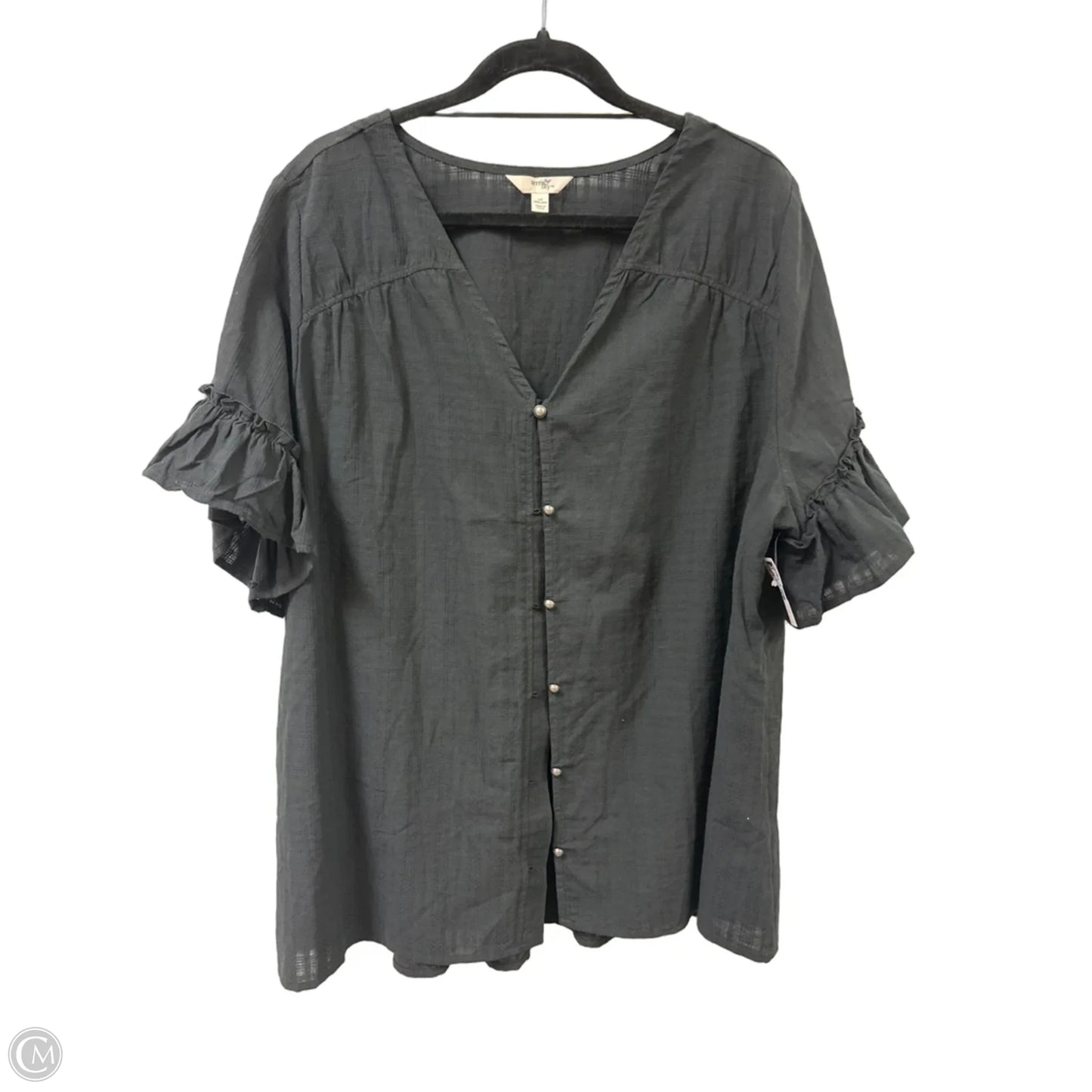 Blouse Short Sleeve By Terra & Sky In Black, Size: 1x