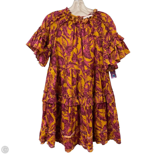Dress Casual Short By Olivaceous In Purple & Yellow, Size: L