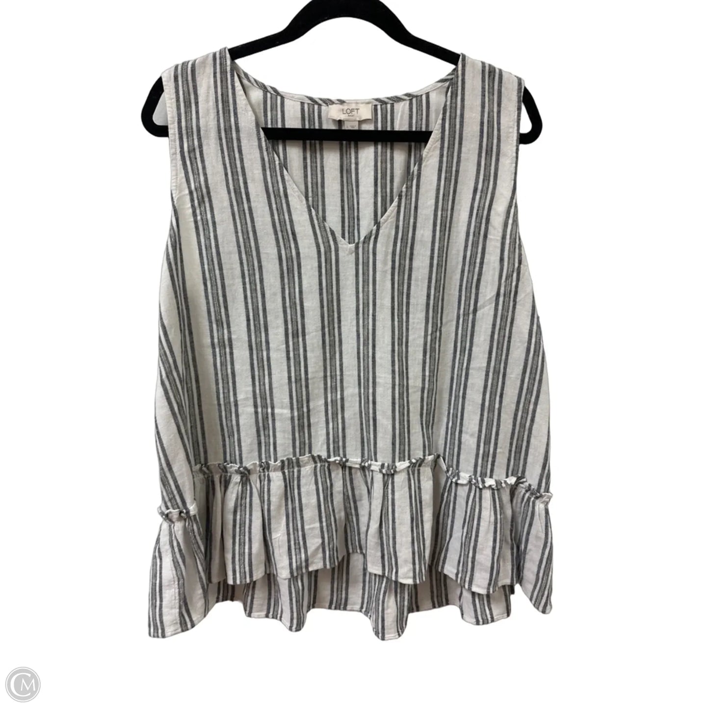 Top Sleeveless By Loft In Striped Pattern, Size: L