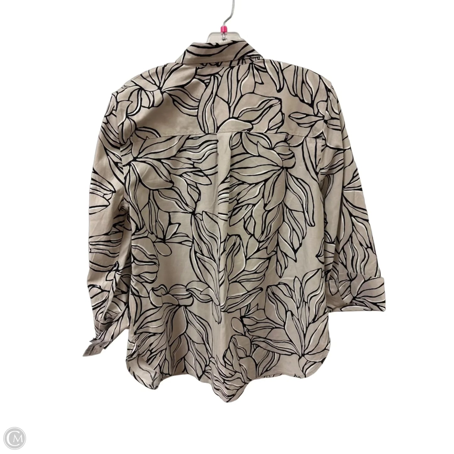 Blouse Long Sleeve By Chicos In Black & Cream, Size: M