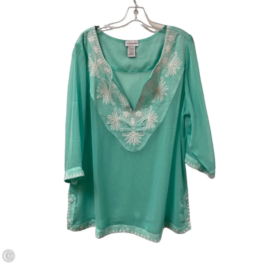 Tunic Long Sleeve By Soft Surroundings In Teal, Size: 1x