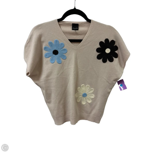 Sweater Short Sleeve By Aaeda In Cream, Size: Xs