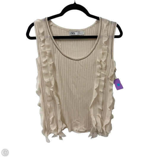 Top Sleeveless By Zara In Cream, Size: S