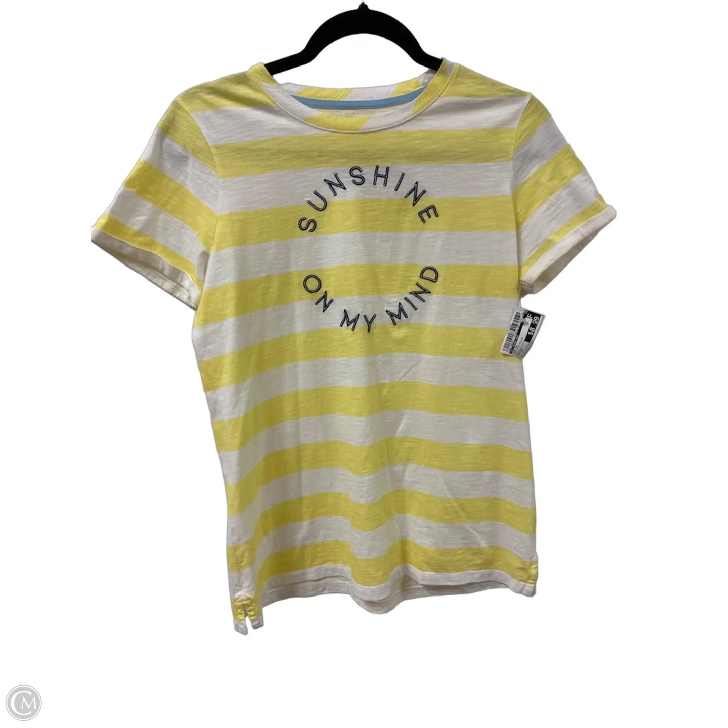 Top Short Sleeve By St Johns Bay In White & Yellow, Size: S
