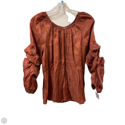 Top Long Sleeve By Wrapper In Bronze, Size: M