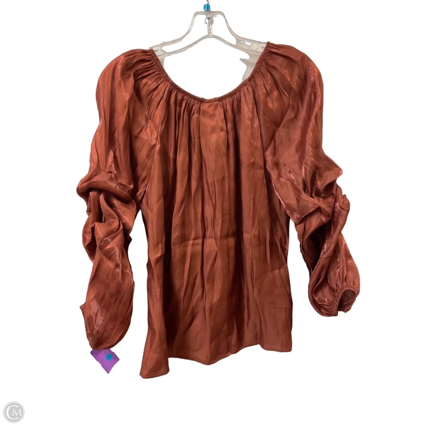 Top Long Sleeve By Wrapper In Bronze, Size: M