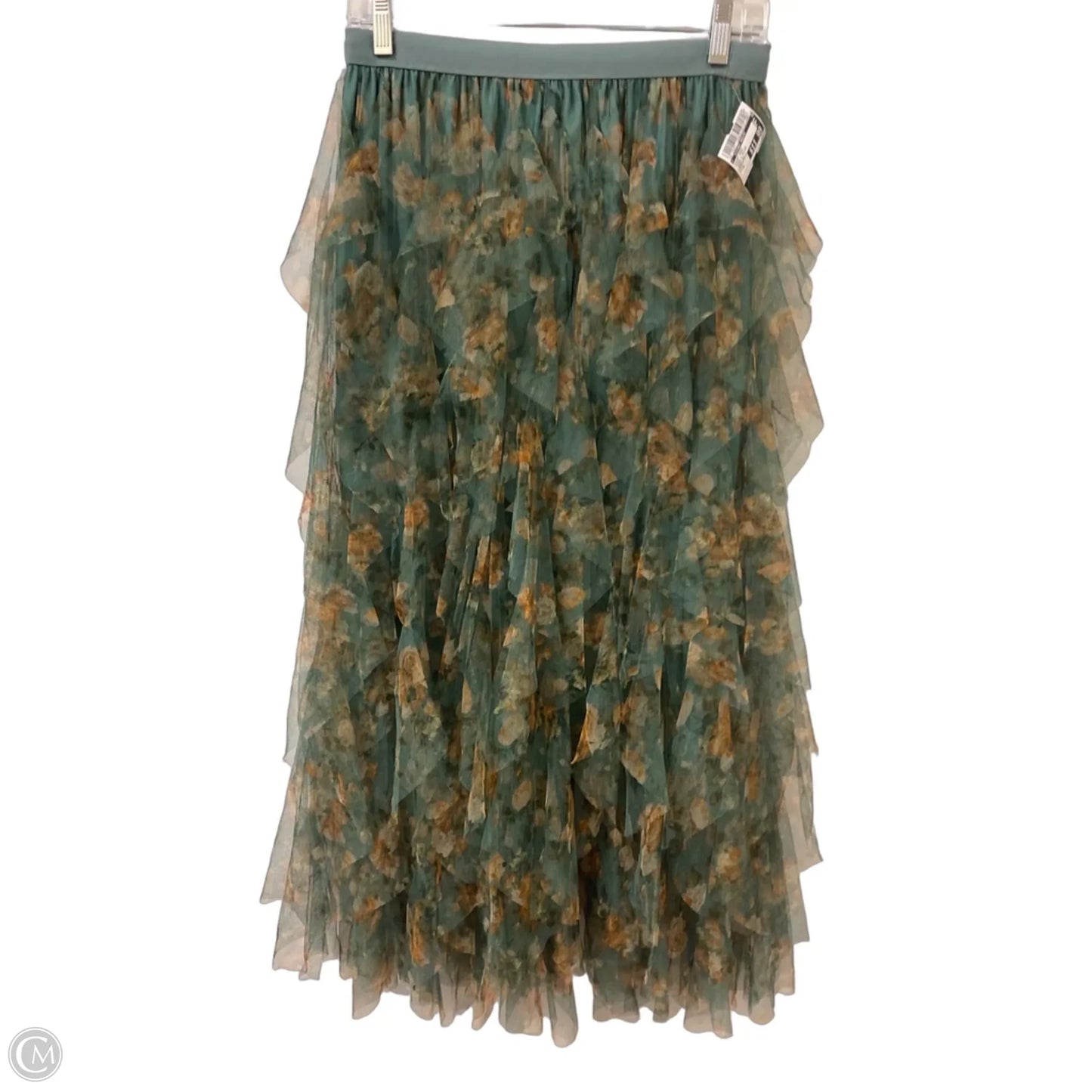 Skirt Midi By Clothes Mentor In Green & Yellow, Size: 8