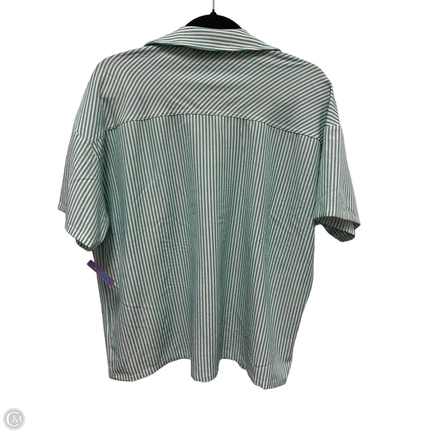 Blouse Short Sleeve By Gilli In Green & White, Size: L