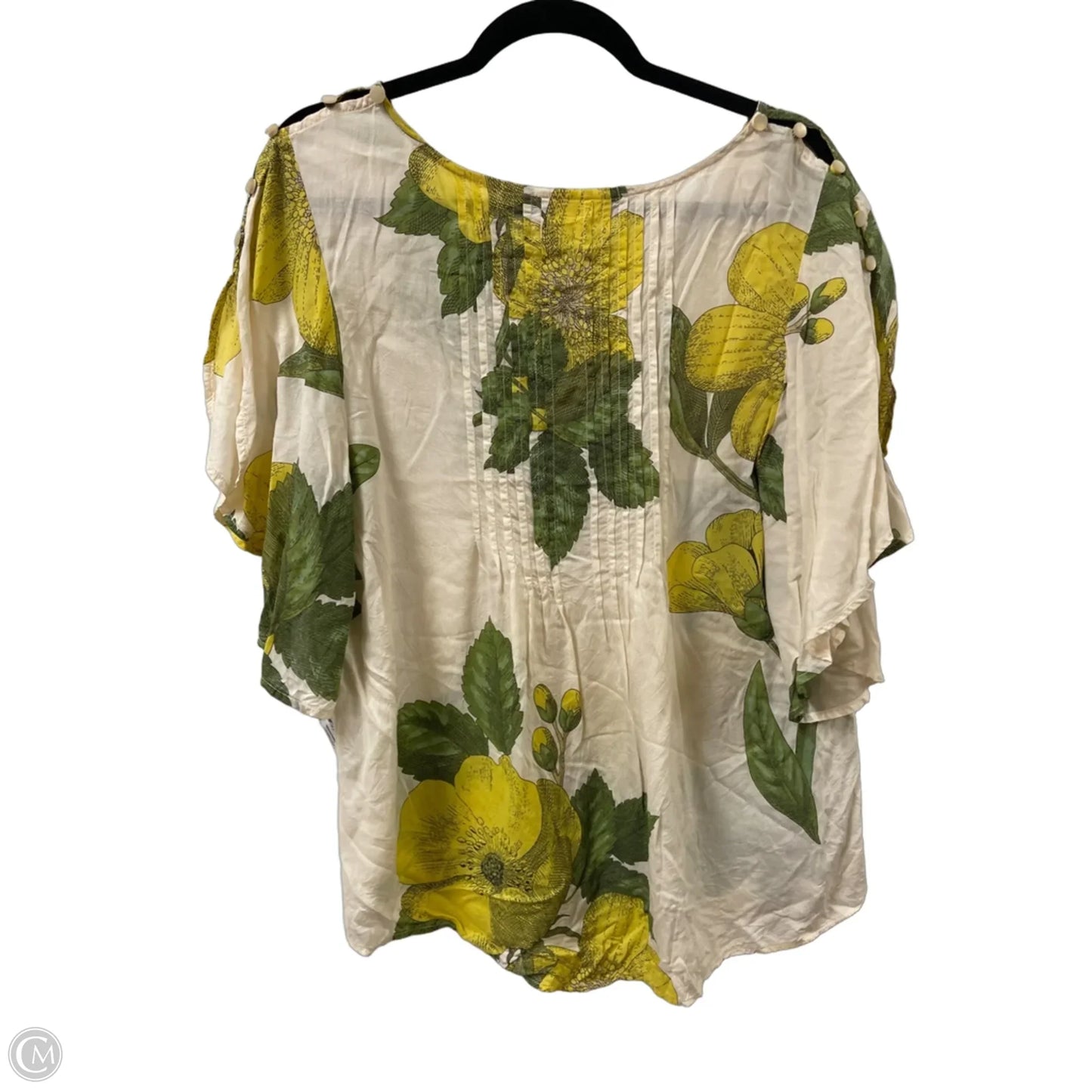 Top Short Sleeve By Maeve In Green & Yellow, Size: L