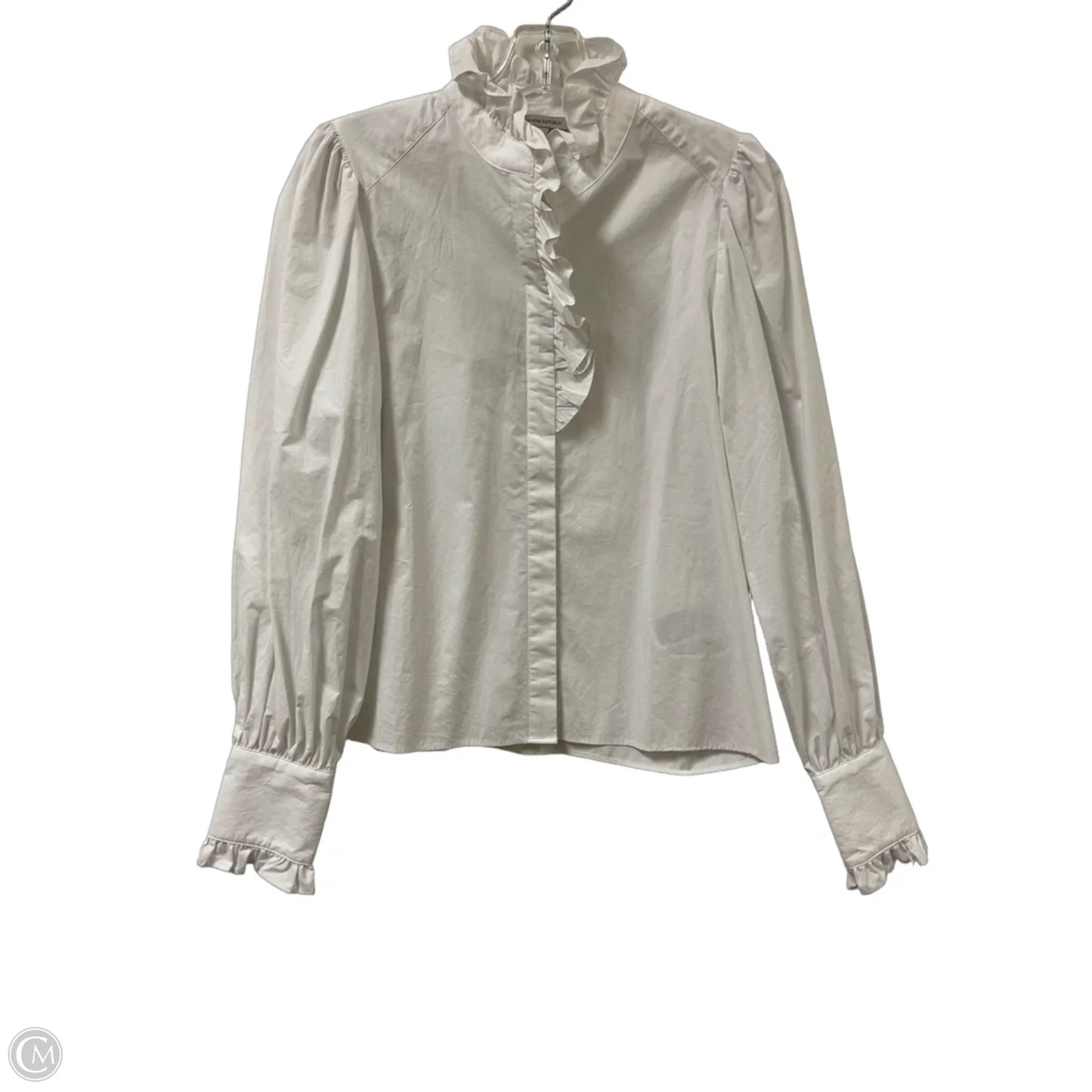 Blouse Long Sleeve By Banana Republic In White, Size: S