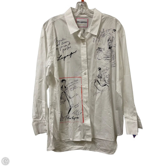 Blouse Designer By Karl Lagerfeld In White, Size: L
