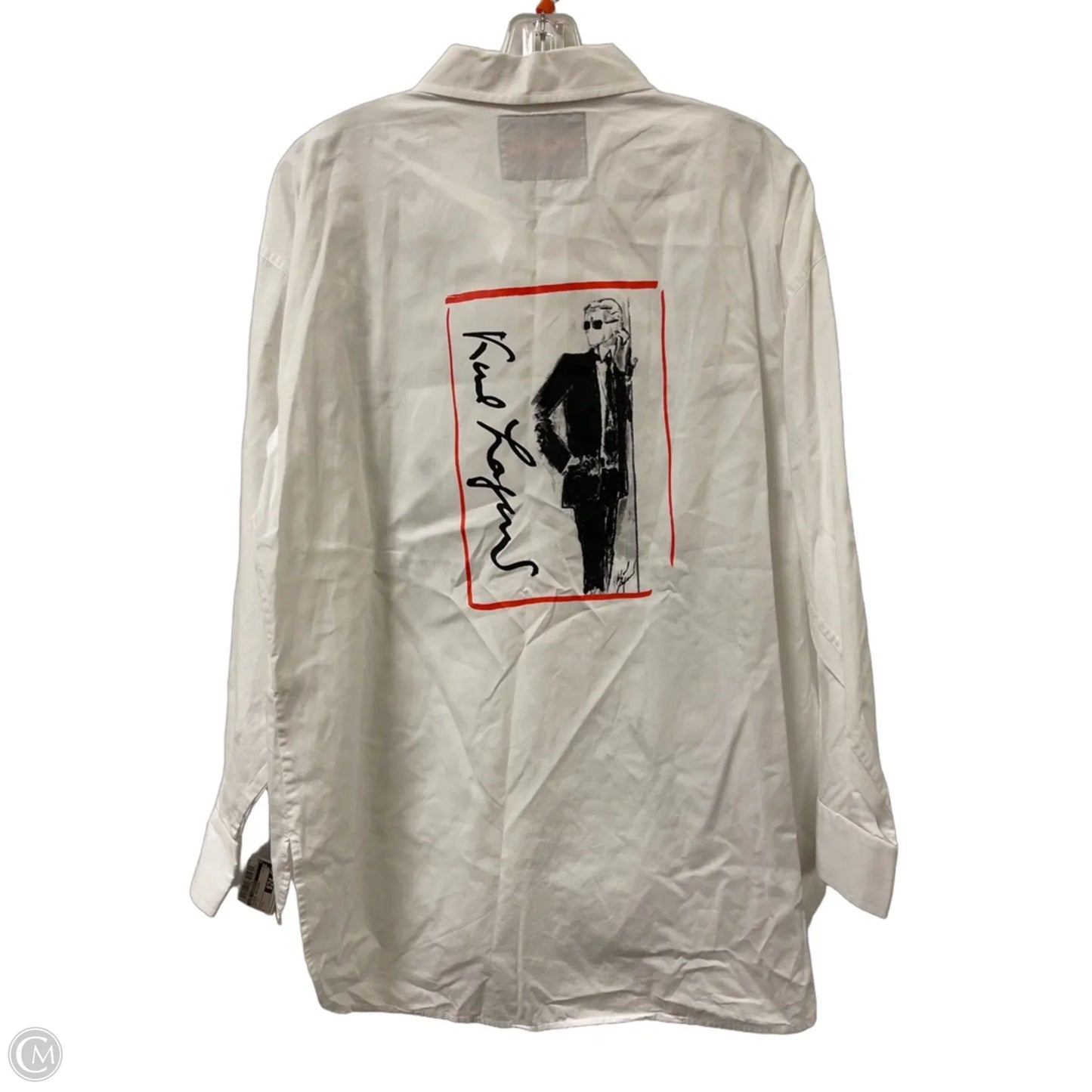Blouse Designer By Karl Lagerfeld In White, Size: L