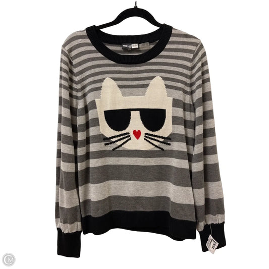 Sweater Designer By Karl Lagerfeld In Black & Grey, Size: M