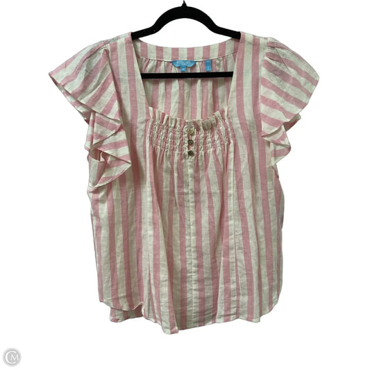 Top Short Sleeve By Draper James In Pink & White, Size: M