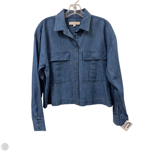 Blouse Long Sleeve By Loft In Blue, Size: S