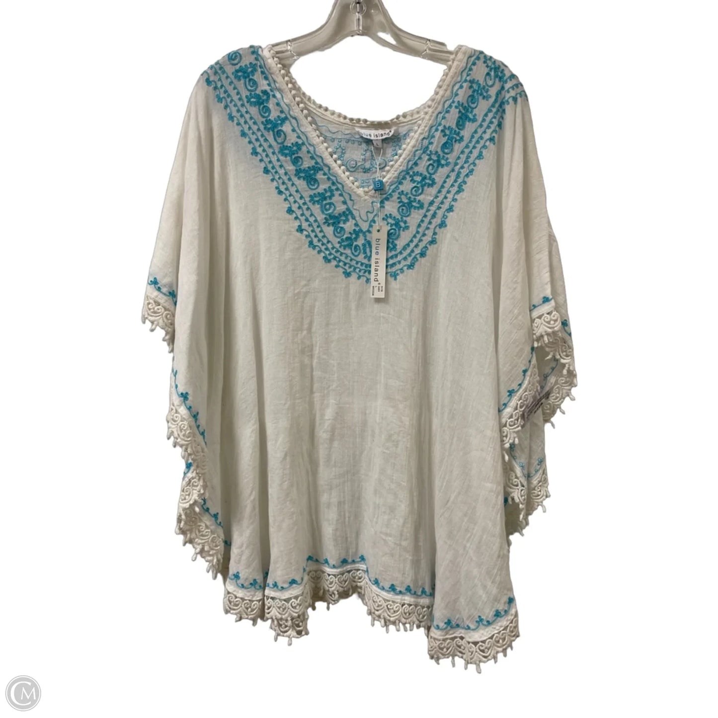 Swimwear Cover-up By Blue Island In Blue & White, Size: L
