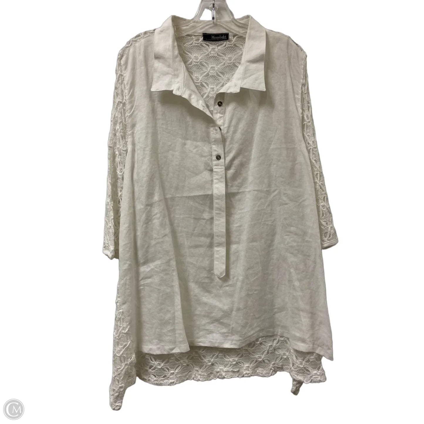 Tunic Long Sleeve By Moonlight By Y And S In White, Size: L