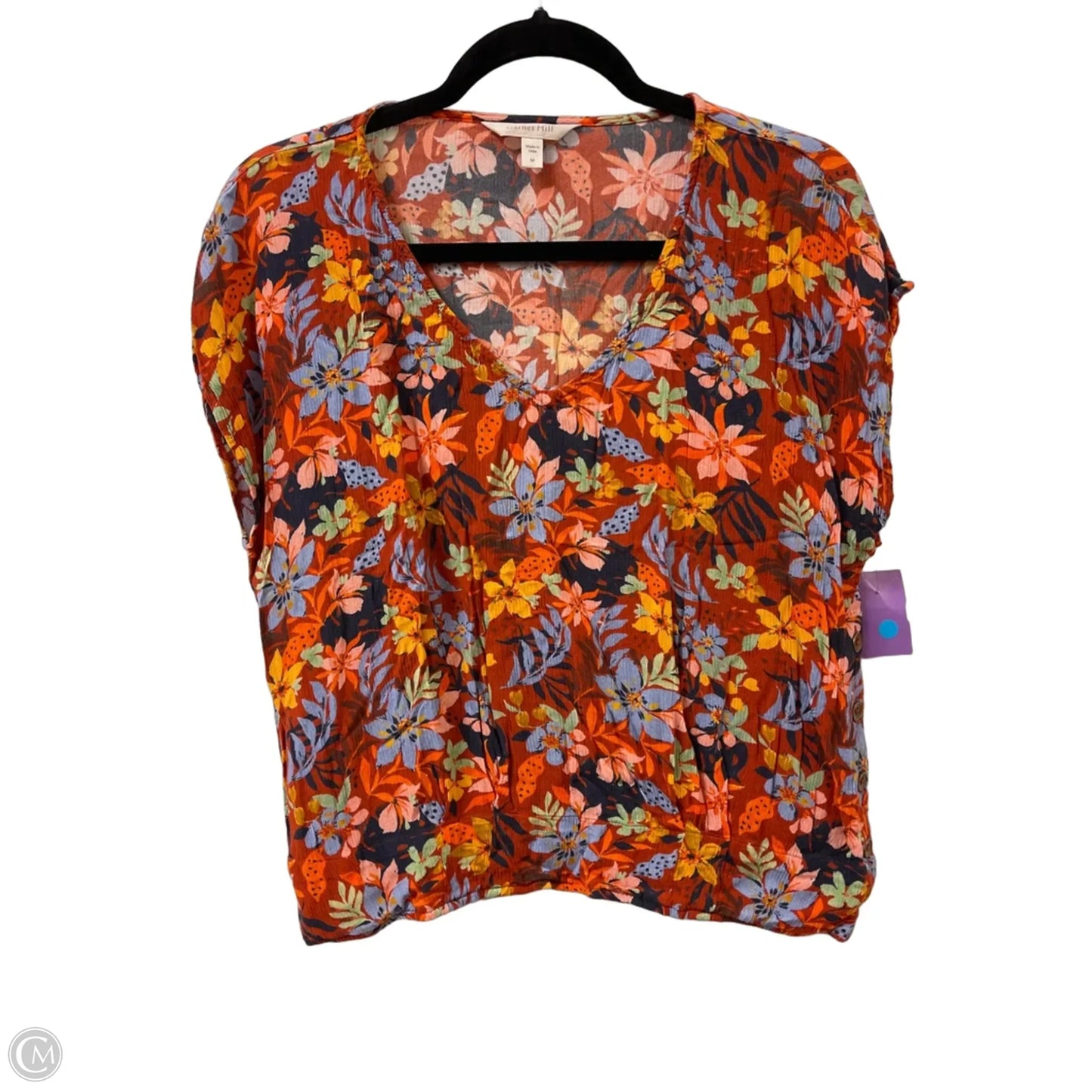 Top Short Sleeve By Garnet Hill In Floral Print, Size: M