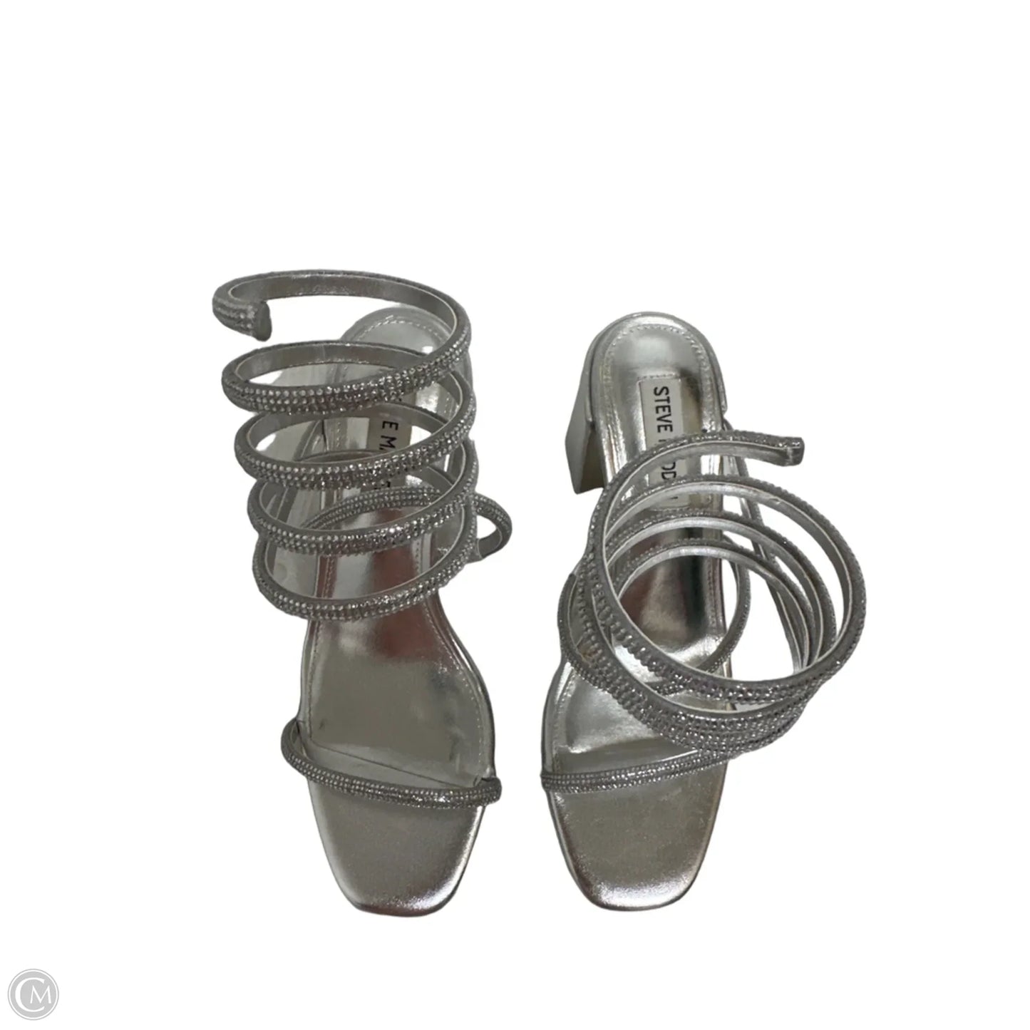 Sandals Heels Block By Steve Madden In Silver, Size: 7
