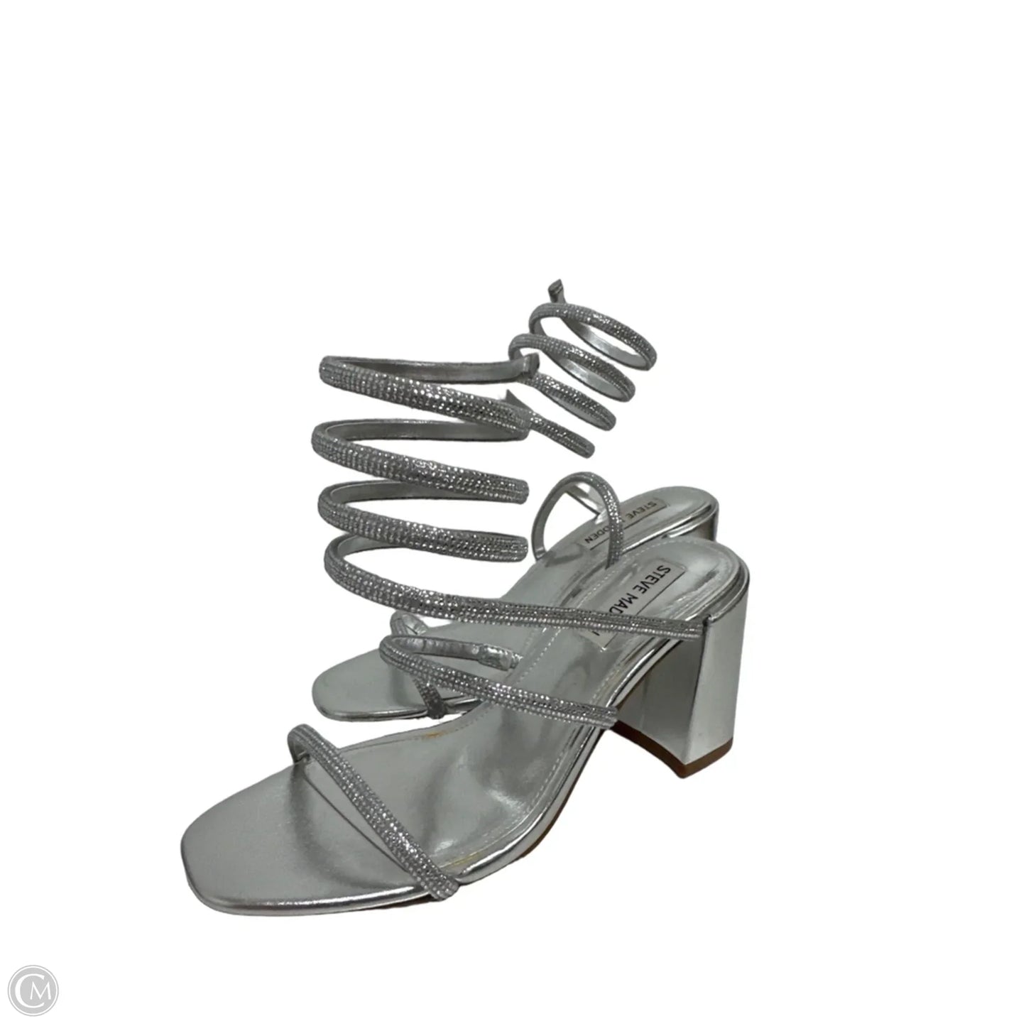 Sandals Heels Block By Steve Madden In Silver, Size: 7