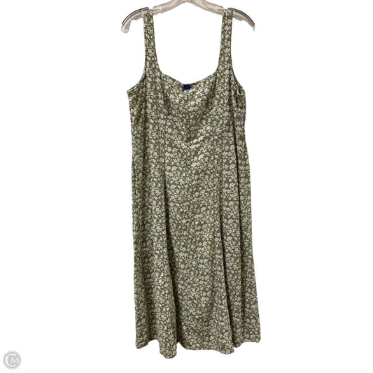 Dress Casual Midi By Old Navy In Green & White, Size: L