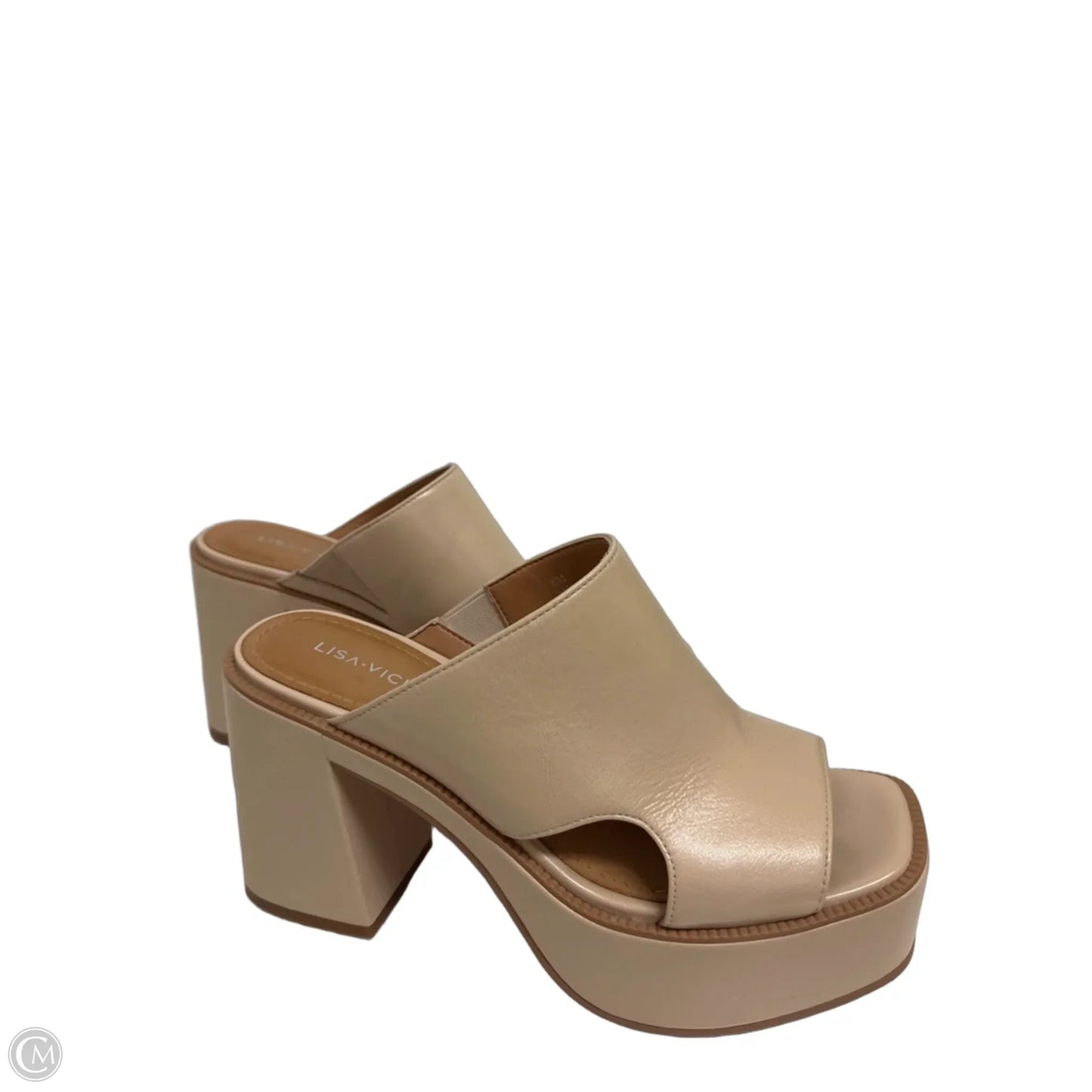 Sandals Heels Block By Clothes Mentor In Cream, Size: 8