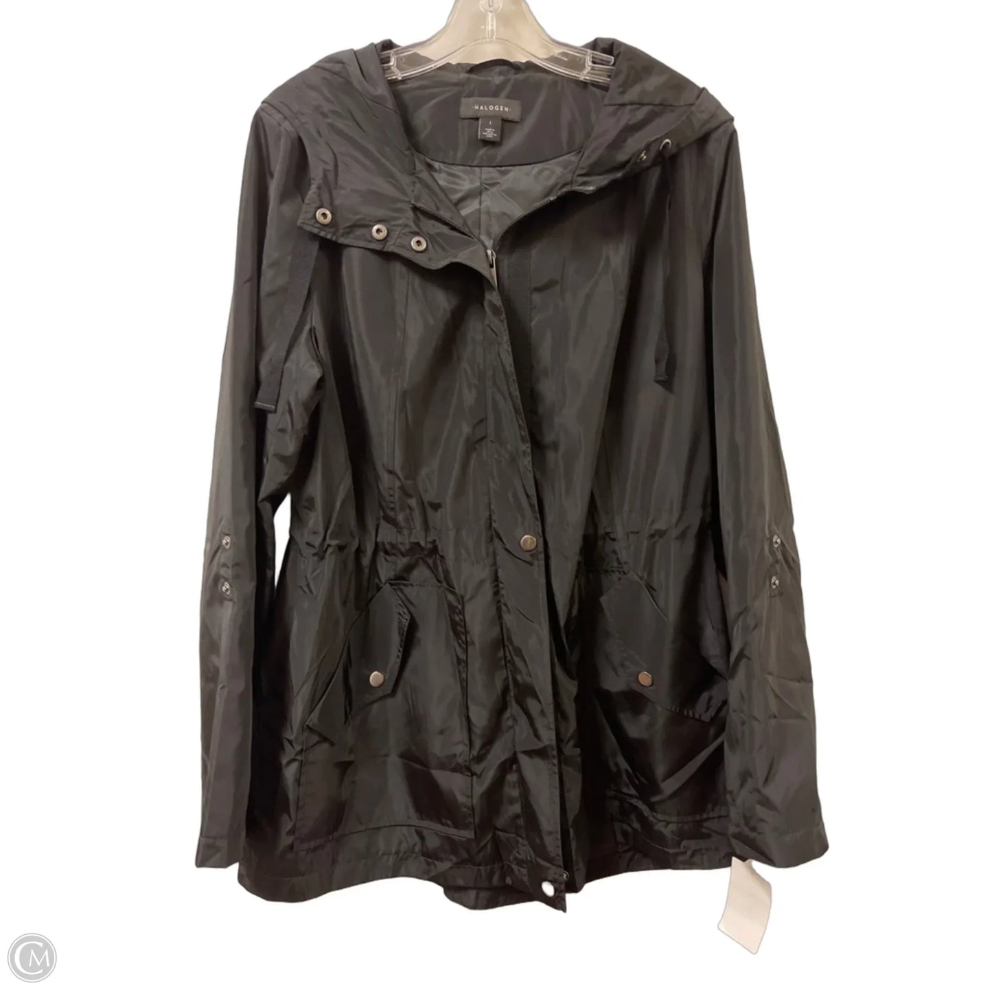 Jacket Windbreaker By Halogen In Black, Size: L
