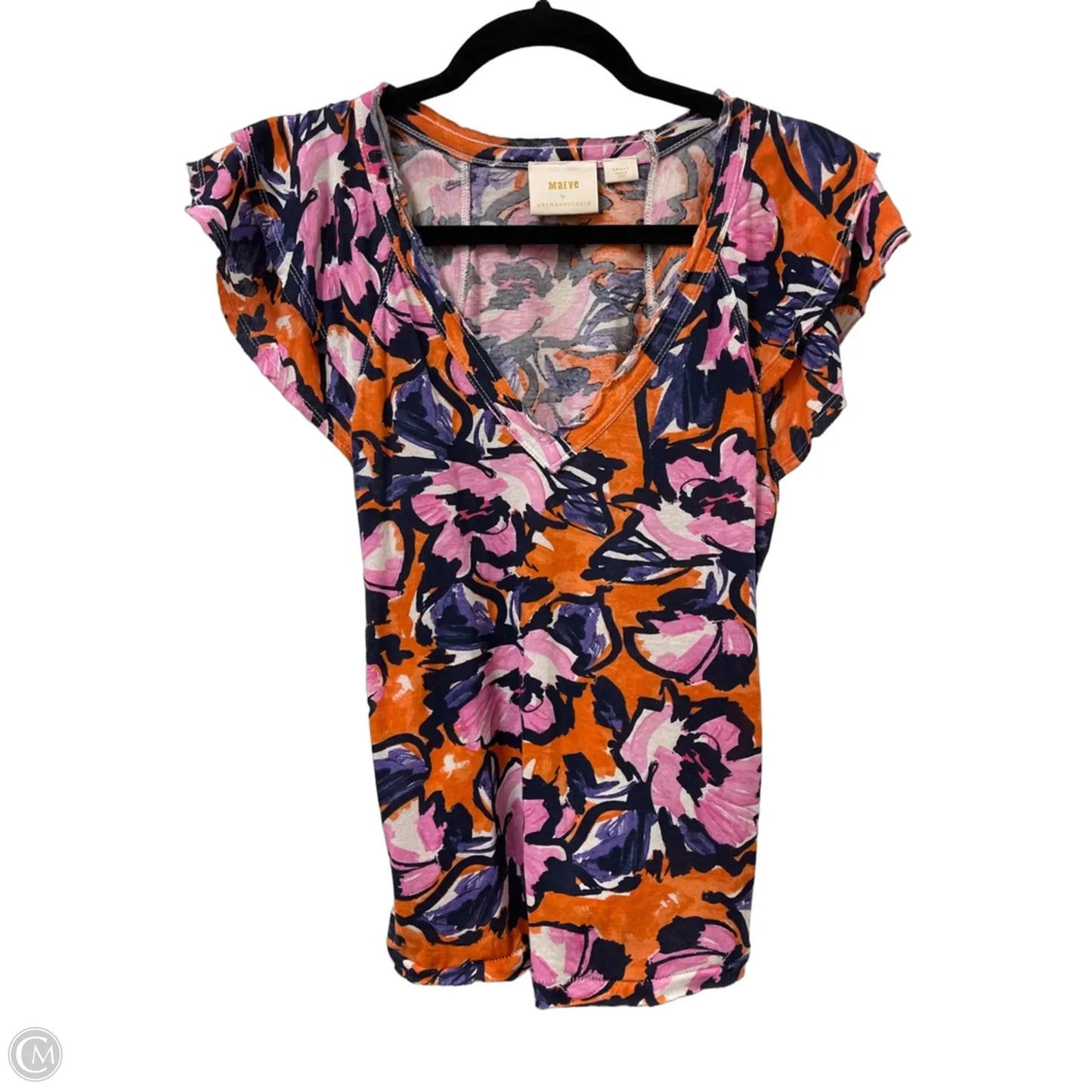 Top Short Sleeve By Maeve In Orange & Purple, Size: S