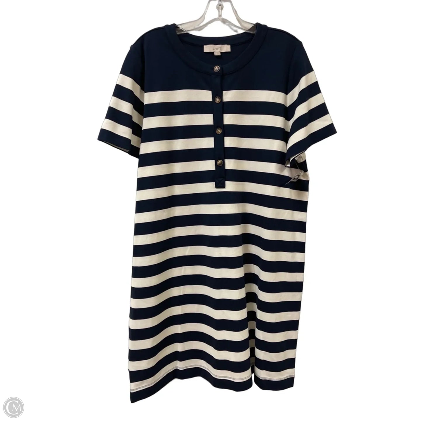 Dress Casual Short By Loft In Blue & Cream, Size: Xl