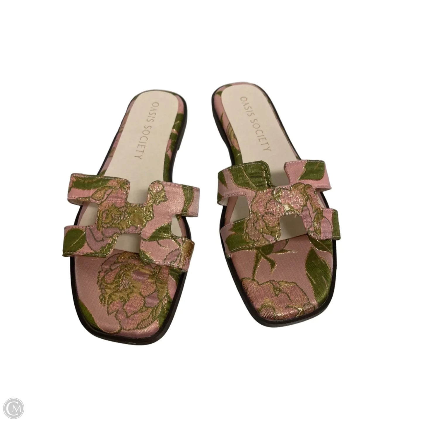Sandals Flats By Oasis Society In Green & Pink, Size: 8.5