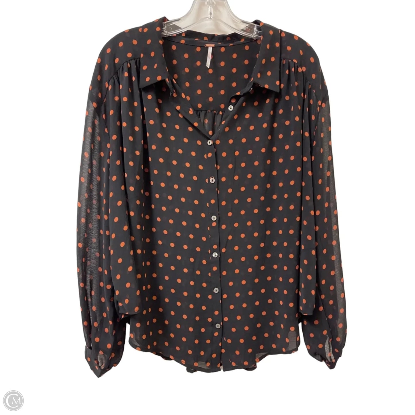Blouse Long Sleeve By Free People In Polkadot Pattern, Size: M